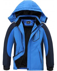 Blue Boy's Waterproof Ski Jacket Warm Winter Snow Coat Fleece Snowboarding Jackets Thick Hooded Windproof Raincoat