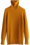 Ginger Women's Turtleneck Fall Winter Long Sleeve Loose Pure Merino Wool Warm Soft Knitted Pullover Sweater