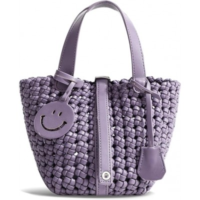 Women Basket Bucket Bag Vegetable Handbag, Woven Shoulder Tote Bag, Travel Hobo Ladies Top Handle Purse Commuter Bag